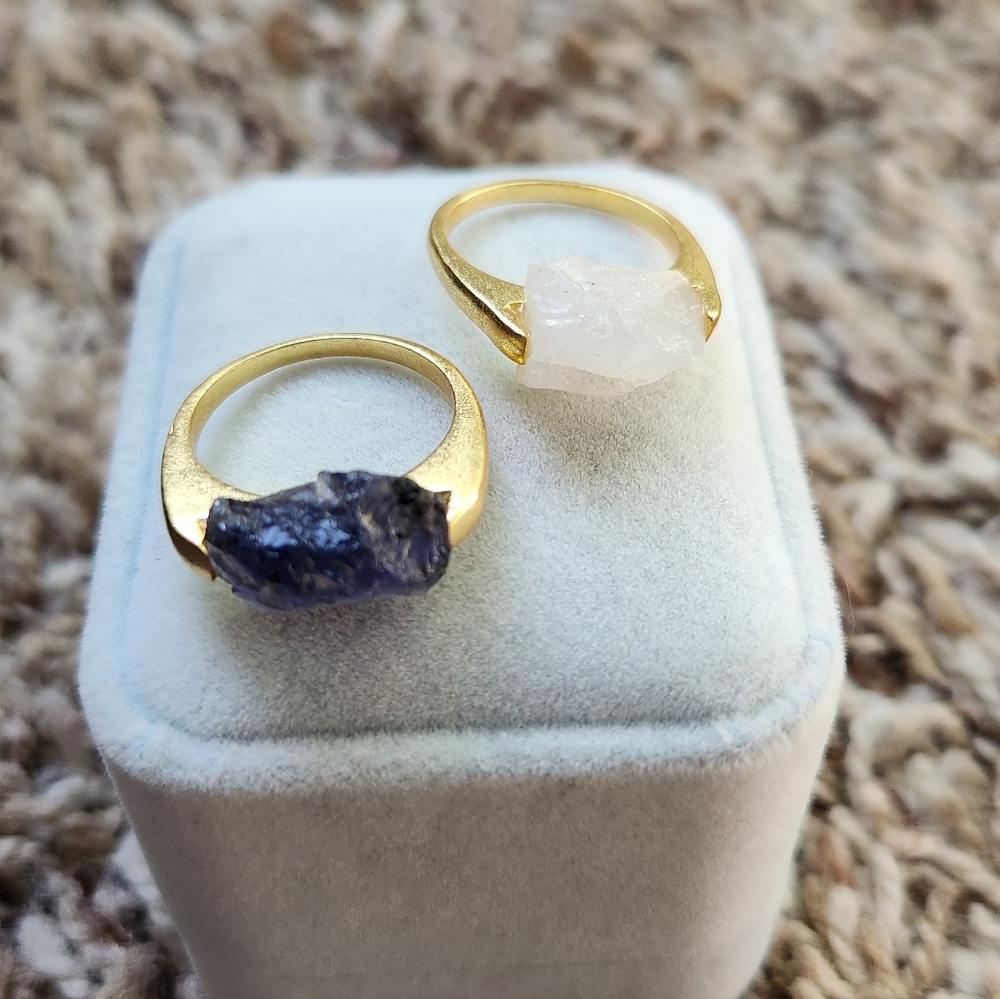 Pair Raw Stone Rings